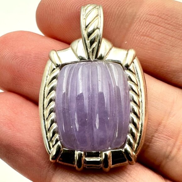 Judith Ripka Purple Jade Sterling Silver Pendant Enhancer 1 1/2 Inch - Picture 2 of 3